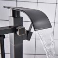 Senlesen Barthroom Tub Filler Faucet Floor Mounted Bathtub Shower Waterfall Spout Free Standing Mixer Tap With Handheld Sprayer 