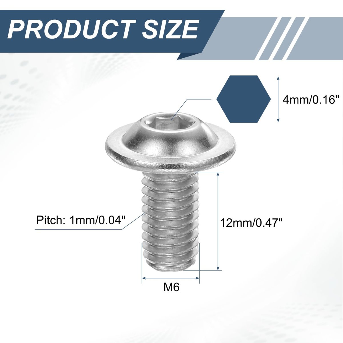 20pcs M6 X 12mm Flanged Button Head Socket Cap Screws 304 Stainless Steel Drive Fasteners Bolts With Nuts Flat Lock Washer