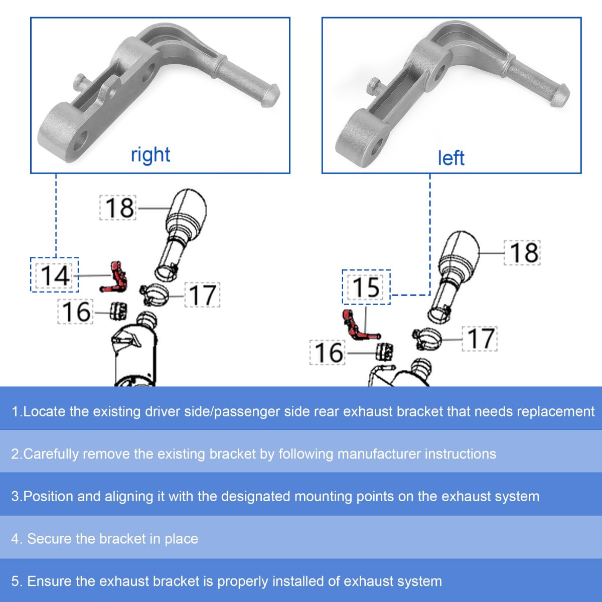Exhaust Bracket Muffler Support For Ram 1500 2019 2025 Left And Right Driver Passenger Side Part 68275662ab 68275662aa