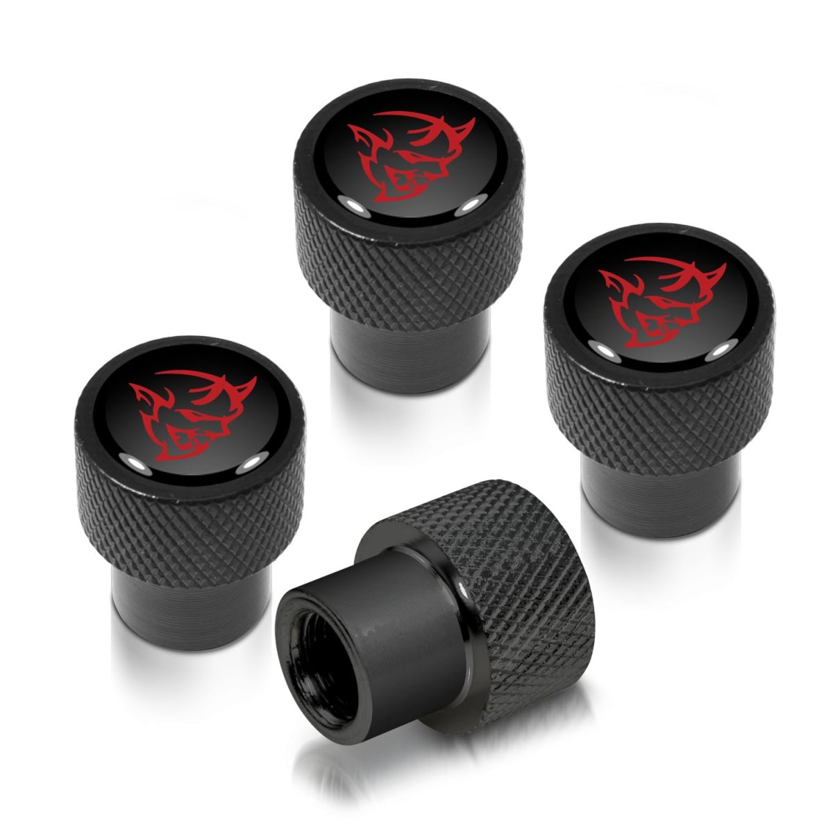 Dodge Demon Red Logo Tire Valve Stem Caps Black Premium Aluminum Easy Grip Set Of 4 Universal Fit For Cars Suvs And Trucks