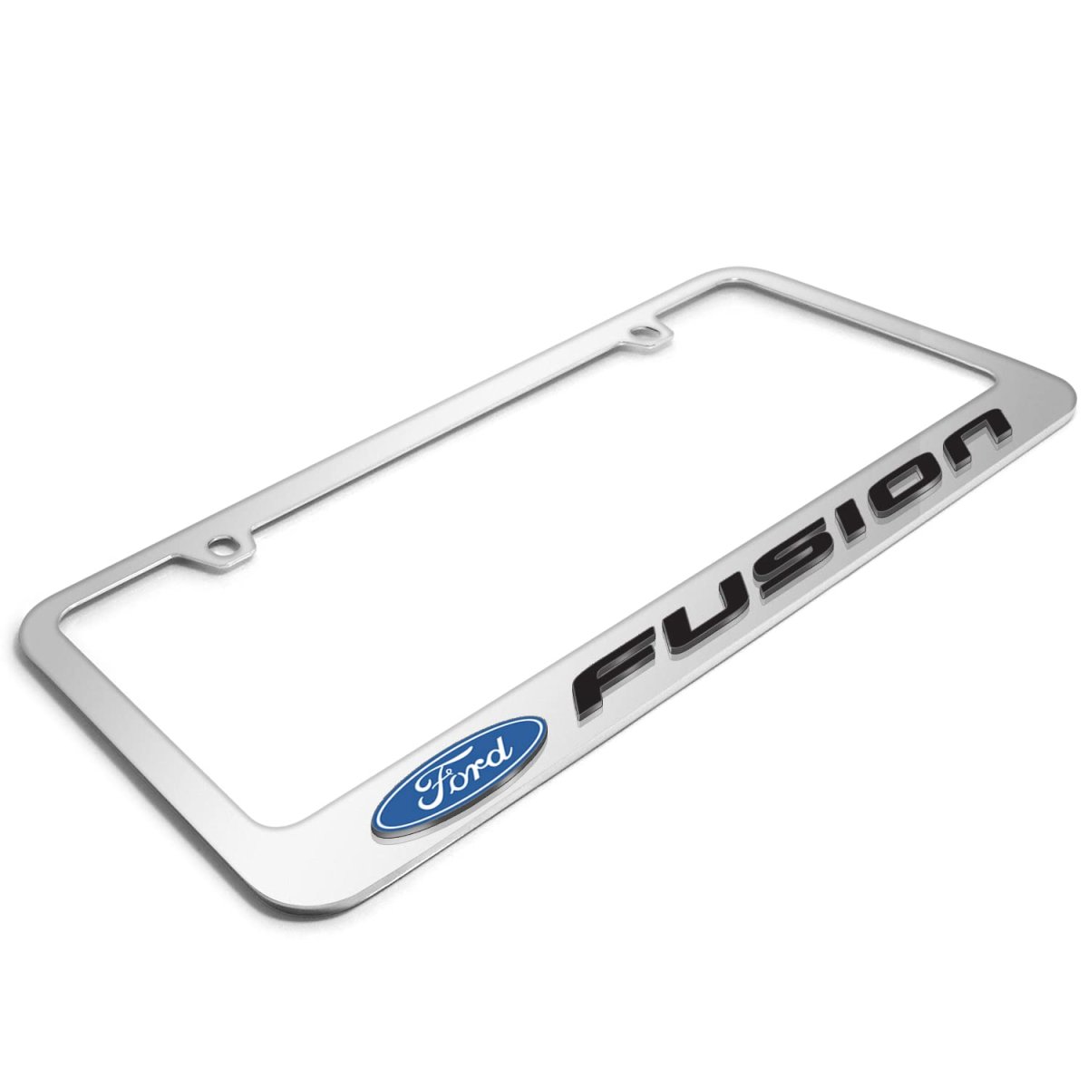Ford Fusion In 3d On Mirror Chrome Metal License Plate Frame Official Licensed