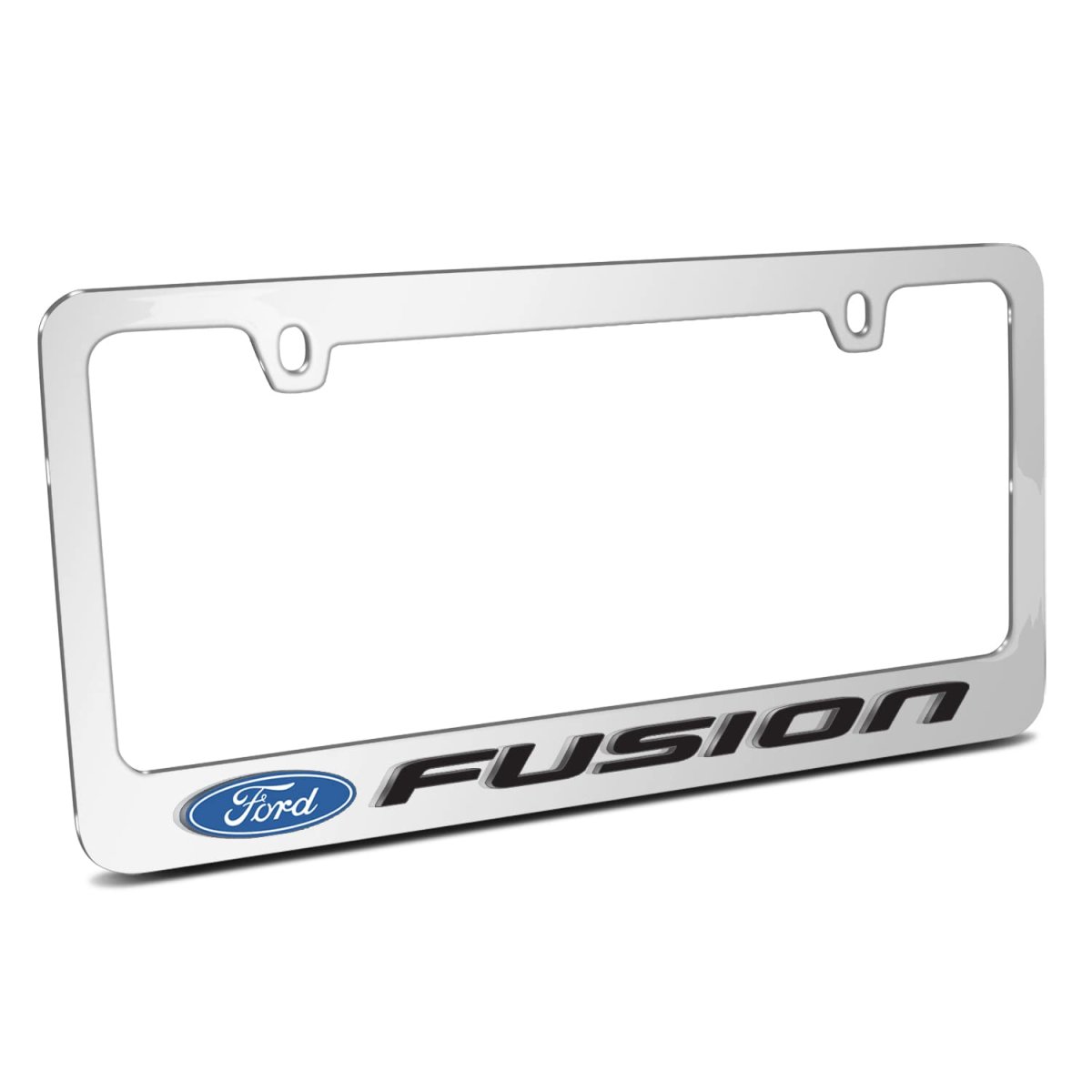 Ford Fusion In 3d On Mirror Chrome Metal License Plate Frame Official Licensed
