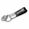 Ipick Image Compatible With Jeep Renegade Black Real Leather Strap Chrome Round Hook Metal Key Chain
