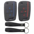 2 Pack Rubber Silicone 4 Button Flip Smart Key Fob Cover Case With Keychain For Volkswagen Vw Gti Tiguan Golf Atlas Jetta 2015 