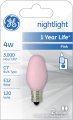 Ge Lighting 26222 4-watt 14-lumen C7 Night Light Bulb Pink 2-pack