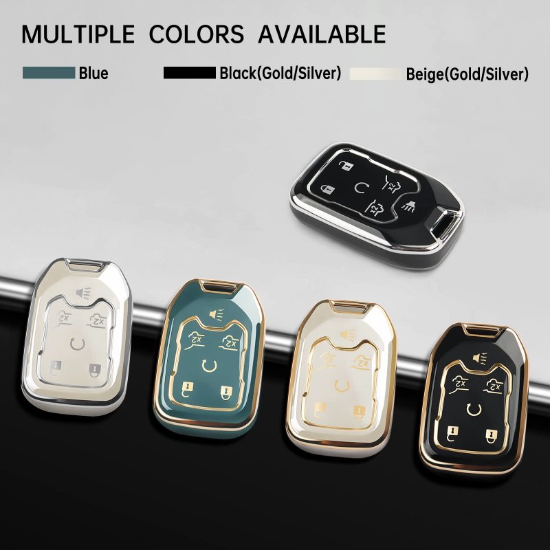 Gmc Yukon Key Fob Cover Case With Blingchain Soft Tpu 6 Buttons Key For Sierra Acadia Chevy Silverado Accessories