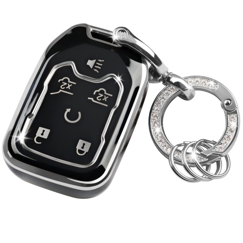 Gmc Yukon Key Fob Cover Case With Blingchain Soft Tpu 6 Buttons Key For Sierra Acadia Chevy Silverado Accessories