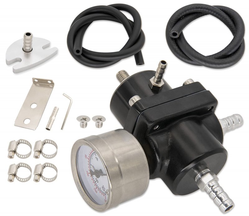 0-140 Psi Adjustable Universal Fuel Pressure Regulator Aluminum Gas Oil Injection Kit With Gauge An6-6an Line Hoses Install