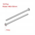 Uxcell M6x100mm Machine Screws Phillips Cross Pan Head Screw 304 Stainless Steel Fasteners Bolts 10pcs