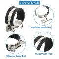 Uxcell 4pcs T-bolt Hose Clamp Working Range 48-51mm Rubber Cushioned Intake Intercooler Clamps Adjustable Tube For Tubes Pipes