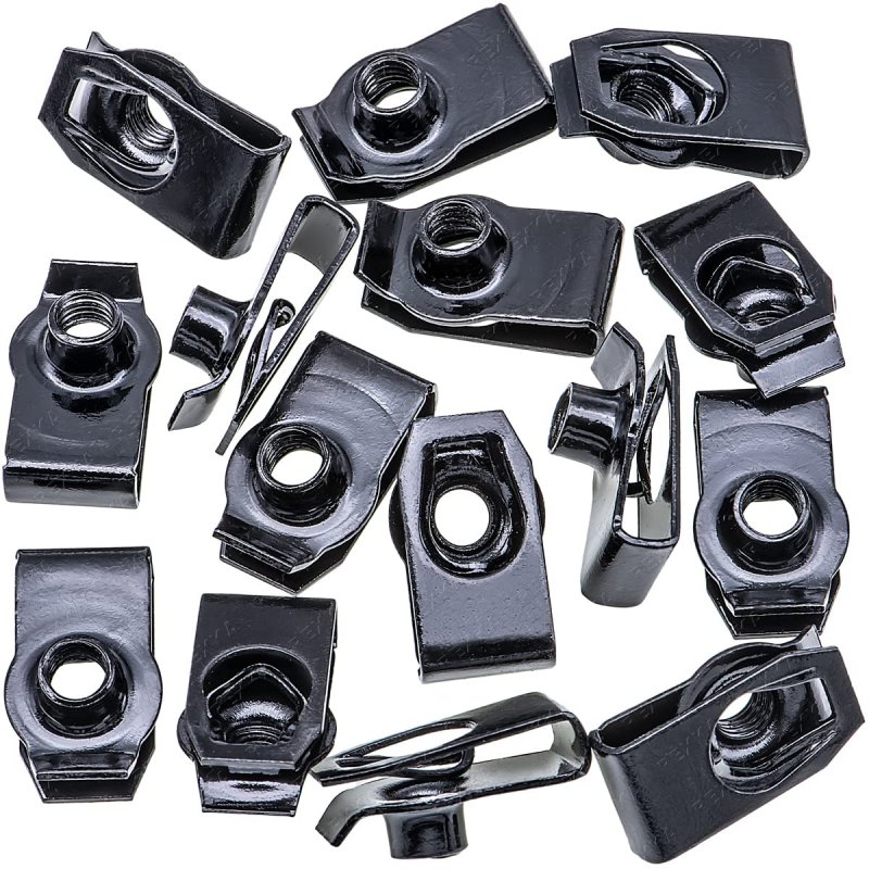 Rexka 15pcs M6-1 0 Extruded U Nuts For Gm 11503957 Ford W520802-s439 Chrysler Multipurposes- Fender Bumper Engine Radiator Air
