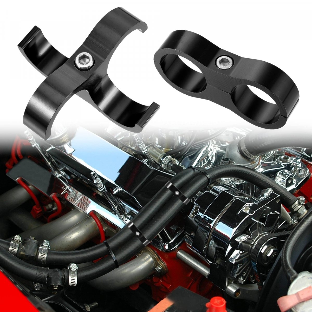 3pcs Aluminum Alloy An12 Car Hose Separator Clamp Fuel Line Connector For Oil Black