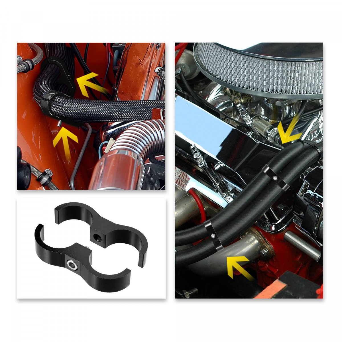3pcs Aluminum Alloy An12 Car Hose Separator Clamp Fuel Line Connector For Oil Black