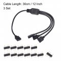 Uxcell Argb Splitter Cable With 3p Connector For 5050528 Led 1 To 3 Female 30cm 3 Set