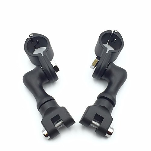 Black Short Angled Adjustable Highway Peg Mounting Kit For Bike With 1 Inch 25mm Front Engine Guard Frame Tube V-star Roadstar
