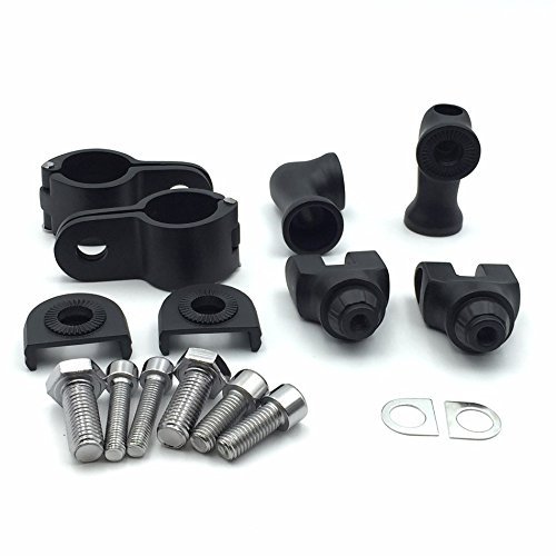 Black Short Angled Adjustable Highway Peg Mounting Kit For Bike With 1 Inch 25mm Front Engine Guard Frame Tube V-star Roadstar