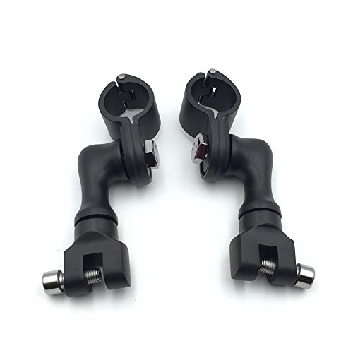 Black Short Angled Adjustable Highway Peg Mounting Kit For Bike With 1 Inch 25mm Front Engine Guard Frame Tube V-star Roadstar
