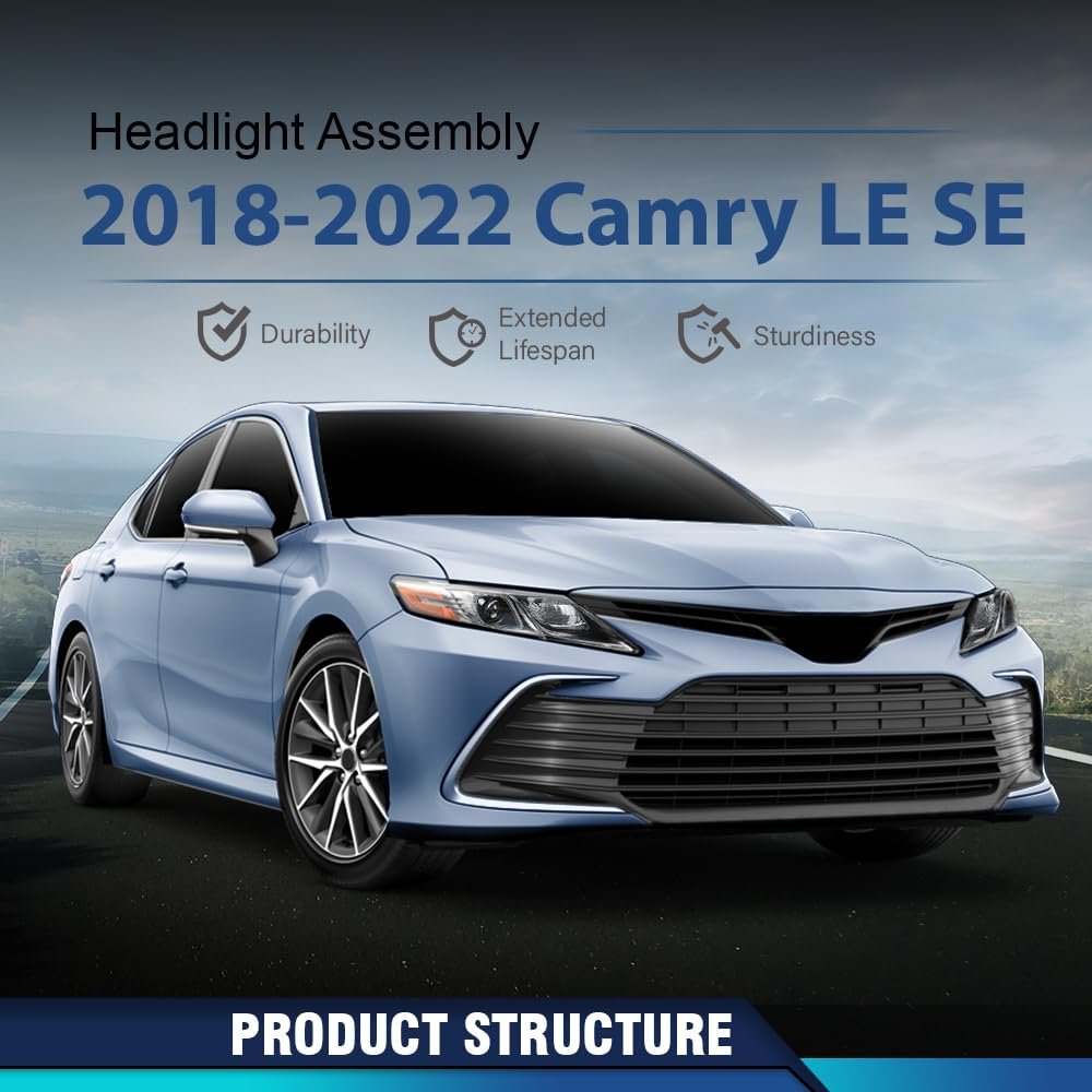 Headlight Assembly Right Passenger Side For Toyota Camry Le Se 2018 2019 2020 2021 2022 Not Xse Xle Projector Headlamps Clear