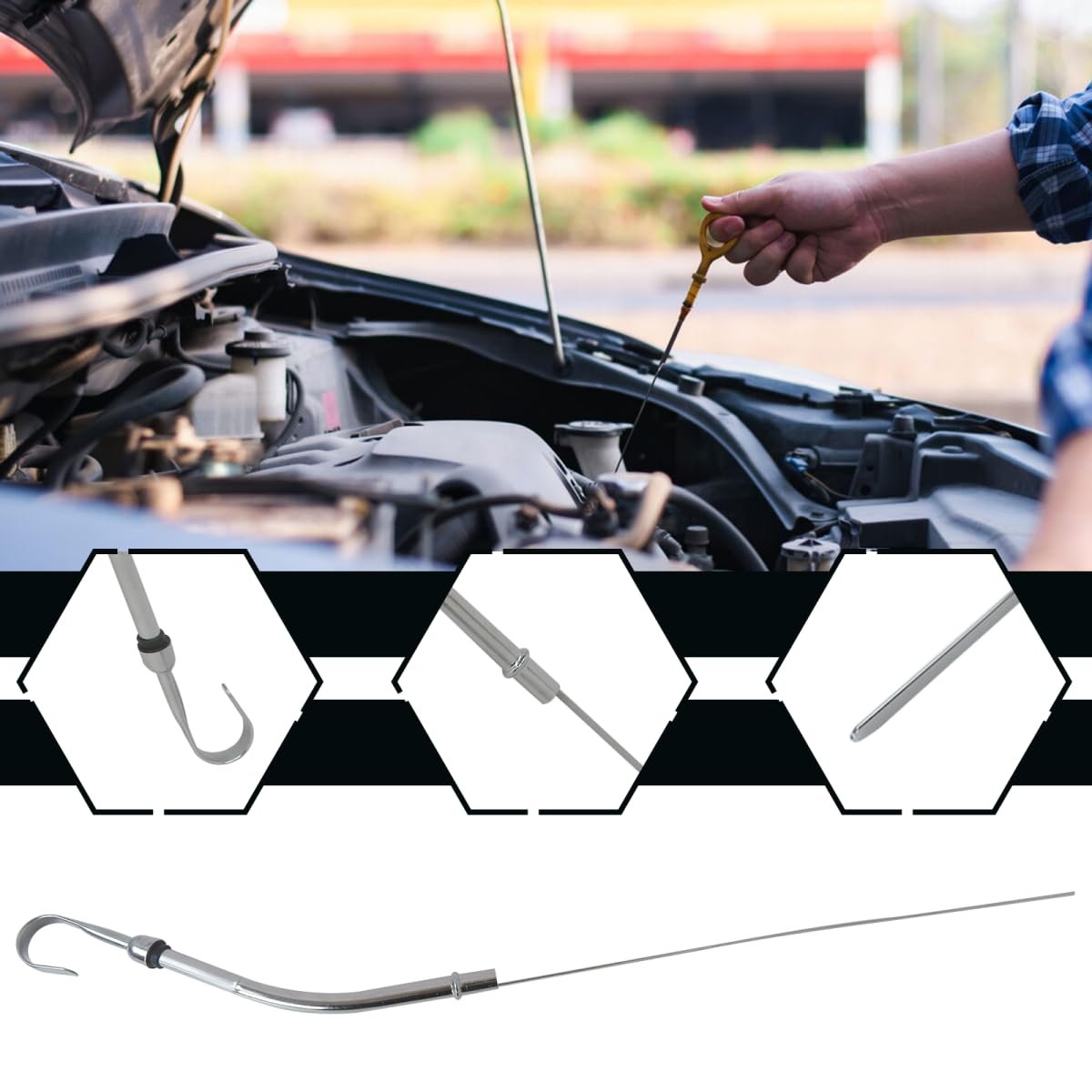 Oil Dipstick For Chevrolet Sbc 1955 To 1979 283 327 350 400 Engines Flexible Engine Replacement Level Indicator Silver