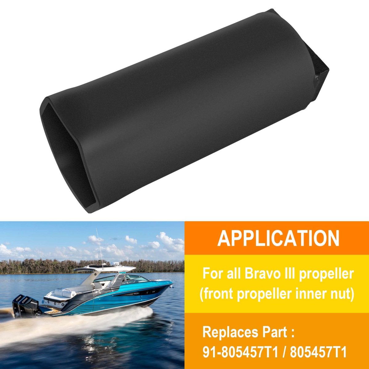 91-805457t1 Prop Nut Socket Wrench Tool For Mercruiser Bravo 3 Marine Outdrive Fits Inner Front Propeller 2 75 In Black Powder