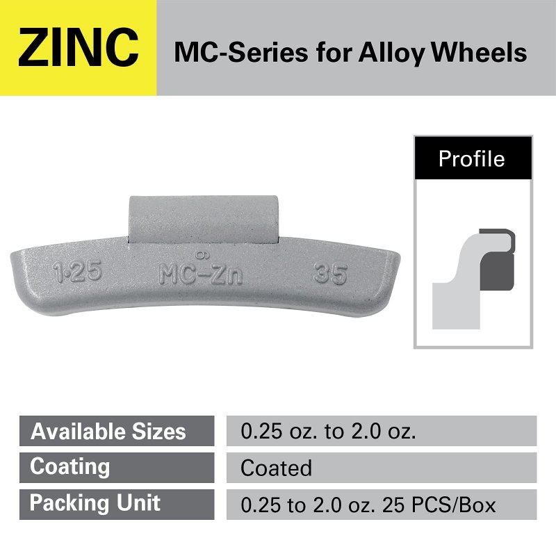 Ckauto Mc-series Zinc Clip On Wheel Weights 1 5oz Coated 25 Pcs Box