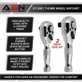 Abn 2-piece Stubby Ratchet Wrench Tools 1 4 And 3 8in Drive Thumb Wheel Set Bit Driver 72-tooth Hand