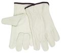 Mcr Safety 3213l Grain Cow Full Leather Driver Industry Grade Mens Gloves With Keystone Thumb And Shirred Elastic Back Cream 