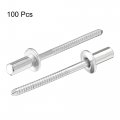 Uxcell Blind Rivets 304 Stainless Steel Pull Core Decoration 4mm Diameter 13mm Grip Length Close End Silver Tone 100pcs