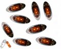 Set Of 8 Autosmart 2 Kl-15114ae Amber Oval Led Clearance Side Marker Light With Chrome Bezel For Truck Trailer 