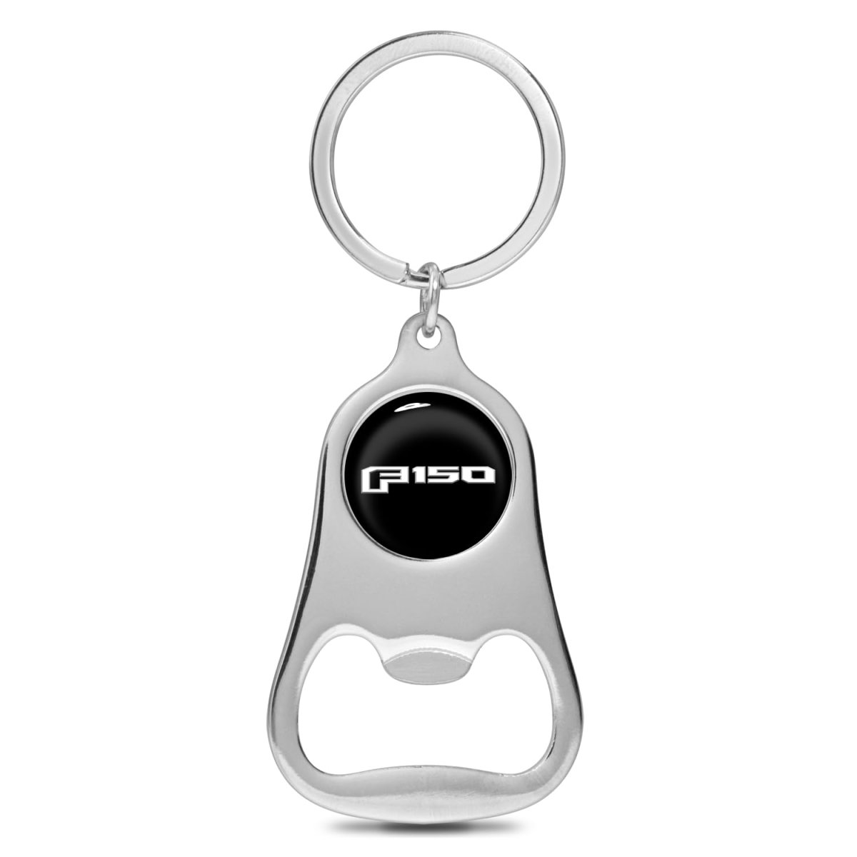 Ford F-150 Black Logo Chrome Finish Flat Bottle Opener Metal Key Chain Officially Licensed 2 25 In X 1 5 Modern Style Accessory