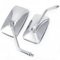 Surpassme 10mm Chrome Motorcycle Mirrors Universal Silver Rectangle Rearview 