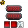 Tmh Pack Of 2 6 25 Arrow Led Surface Mount Oval Red Stop Brake Marker Tail Light For Truck Trailer Trail Bus 12v Dc 