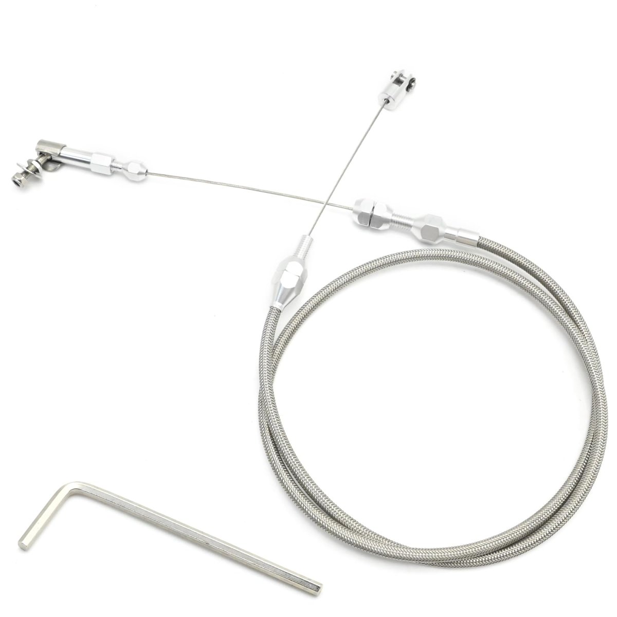 Universal Braided Throttle Cable Kit 36 In Stainless Steel Gas For Most Automotive Pedals And Assemblies
