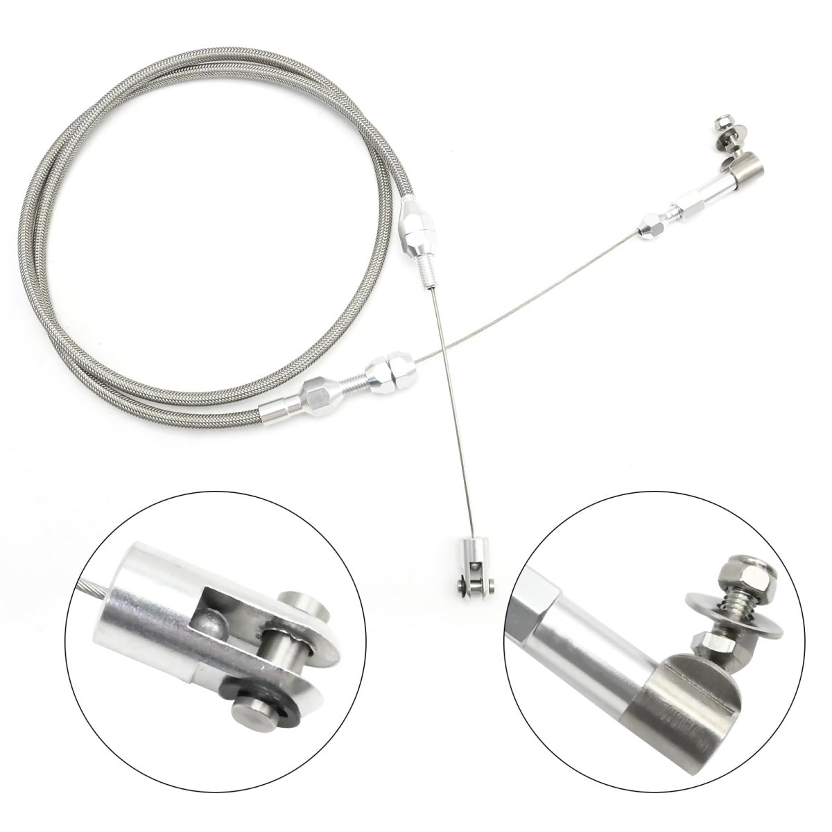 Universal Braided Throttle Cable Kit 36 In Stainless Steel Gas For Most Automotive Pedals And Assemblies