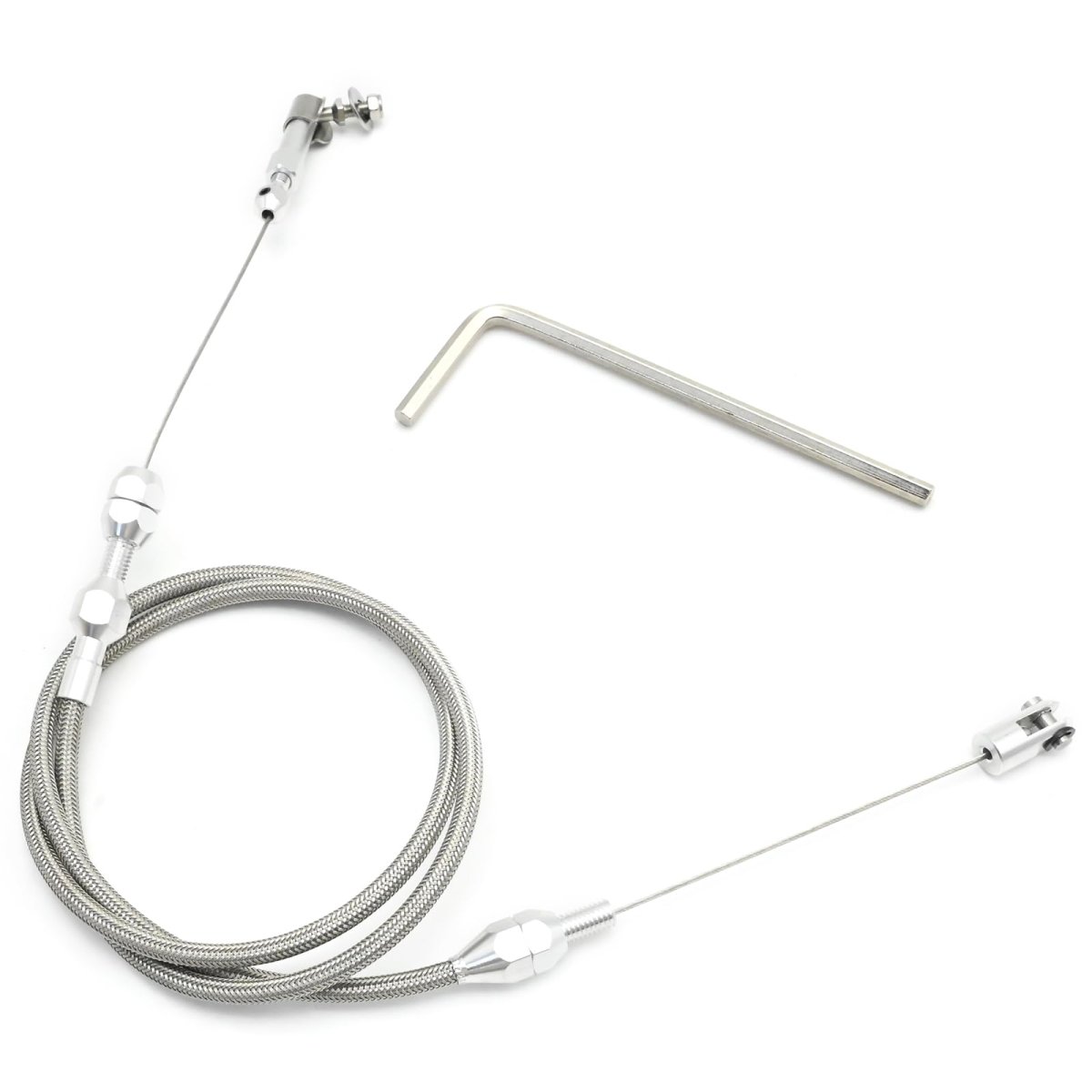 Universal Braided Throttle Cable Kit 36 In Stainless Steel Gas For Most Automotive Pedals And Assemblies
