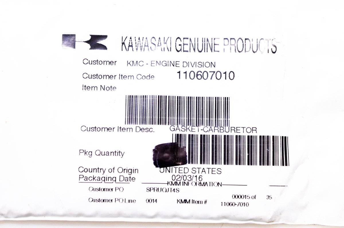 Kawasaki 110607010 Gasket Carburetor