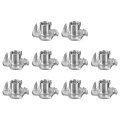 1 4 -20 T-nuts 304 Stainless Steel 3-pronged Tee Nuts Threaded Inserts For Climbing Holds And Wood Workings Silver 10pcs 
