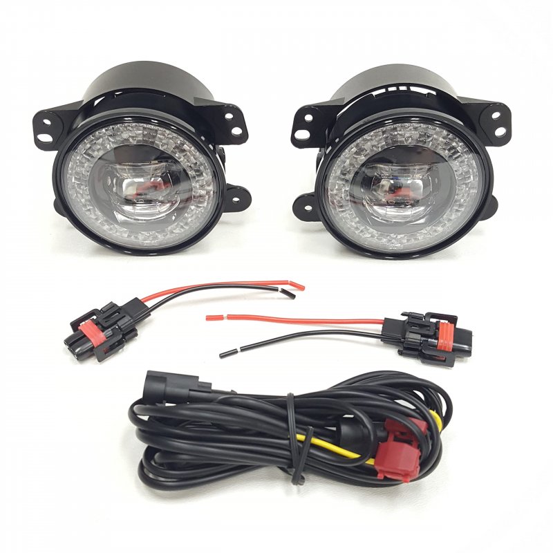 Ledin Fog Driving Light Set Compatible For 2010-2017 Jeep Wrangler Jk Oe Style Clear Lens Built-in Led Drl Lamps Assembly