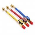 Yescom 3x Ball Valves With 7 R410a R134 Short Charging Hoses Ac Connect Manifold Dual Gauges Tool Fitting Kit 