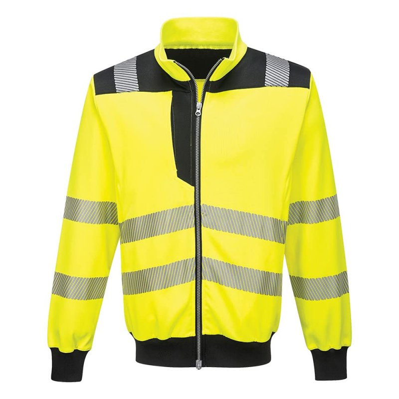 Portwest Pw370 Hi-vis Reflective Sweatshirt Yellow Black X-large