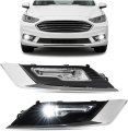 Hecasa Pair Led Fog Light Assy Compatible With 2017-2018 Ford Fusion Replacement For Fo2592240 Fo2593240 Fo1038168 Front Bumper 