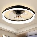 Kingtoro 19in Dimmable Led Ceiling Fan With Lights Moderns And Remote 6 Speeds Reversible Blades Timing Low Profile Fan Semi 