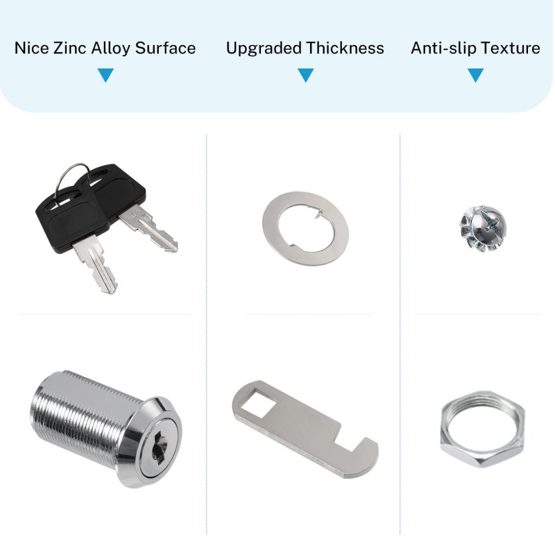 Kohree Cabinet 1-1 8 Inch Cam Lock Set 5 Pack Two-sided Keyed Alike 30mm Cylinders Secure Mailbox File Drawer Dresser Rv