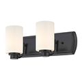 2-light Bath Bar In Bronze And Satin White Glass 