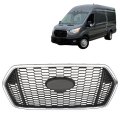 Matte Black And Chrome Frame Front Bumper Grille Upper Honeycomb Replacement For Transit T150 T250 T350 2020-2022 