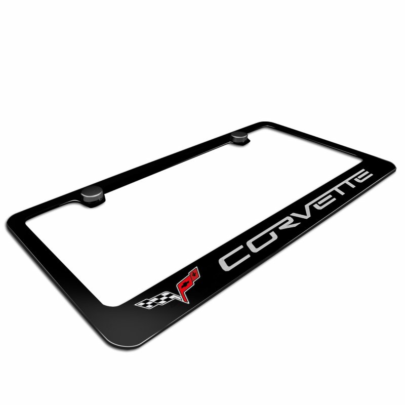 Chevrolet Corvette C6 Black Metal License Plate Frame