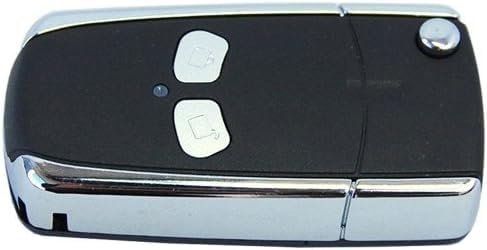Folding Flip Key Fob Shell Remote Case With 2 Buttons For Mitsubishi Lancer 2002 2003 2004 Includes Uncut Blade