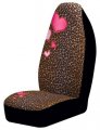 Auto Expressions 804260 Leopard Pink Hearts Universal Bucket Black Seat Cover 