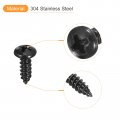 Uxcell 6 X 3 8 Phillips Pan Head Self-tapping Screw 50pcs 304 Stainless Steel Round Wood Full Thread Black