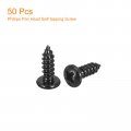 Uxcell 6 X 3 8 Phillips Pan Head Self-tapping Screw 50pcs 304 Stainless Steel Round Wood Full Thread Black